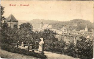 1915 Brassó, Kronstadt, Brasov; sétány a várnál / promenade by the castle ruins (EK)