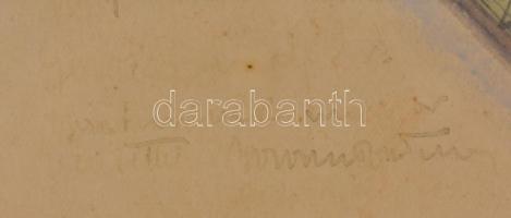 Boromisza Tibor (1880-1960): Dunapart. Vegyes technika, papír, jelezve balra lent (rovásírással és B...