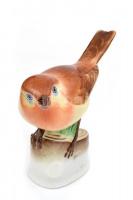 Sinkó András (1901-1976): Herendi porcelán poszáta madár figura, kézzel festett, jelzett (Sinkó A), egészen apró lepattanással az alján, m: 9,5 cm