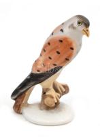 Herendi porcelán sólyom madár figura, kézzel festett, jelzett, hibátlan, m: 7,5 cm