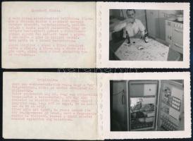 cca 1950-1960 Külföldön élő magyarok képes beszámolója az életükről, kis leírásokkal, 3 db fotó, 9×13 cm