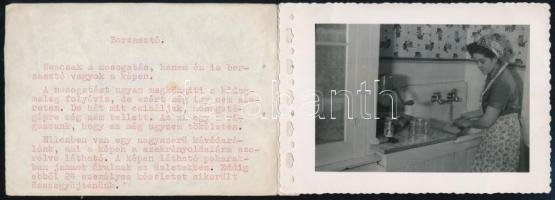 cca 1950-1960 Külföldön élő magyarok képes beszámolója az életükről, kis leírásokkal, 3 db fotó, 9×1...