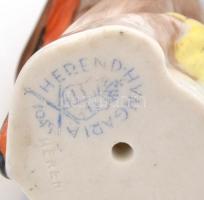 Herendi porcelán harkály madár figura, poszáta, kézzel festett, jelzett, egészen apró kopásnyommal, ...