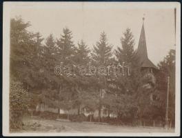 cca 1925 Kölcse, zsindelyes fa harangtorony, hátoldalon feliratozott fotó, 9×12 cm