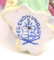 Herendi porcelán kardinálmadár figura, kézzel festett, jelzett, kopásnyomokkal, m: 5 cm