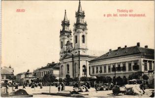 1911 Arad, Thököly tér, görögkeleti román templom, piac, házi kenyér sütöde / square, Greek Romanian church, bakery