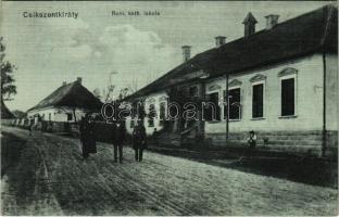 1918 Csíkszentkirály, Heilkönig, Sancraieni; Római katolikus iskola. Vákár L. kiadása / school (EK)