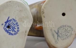 Herendi porcelán pinty kismadár figura pár, 2 db, kézzel festett, jelzett, kopásnyomokkal, m: 10,5 c...