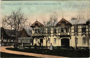 1913 Előpatak-gyógyfürdő, Valcele; Damokos Miklós és Goldstein Manó villa. Berko Lipót kiadása / villas