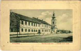 1914 Perjámos, Periam; Kossuth Lajos utca, templom. W.L. Bp. 6719. / street, church (fa)