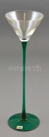 Anetta talpas üveg díszpohár hosszú nyéllel, címkével jelzett, kopásnyomokkal, m: 39 cm