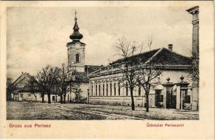 1908 Perlasz, Perlez; templom. Markus Boskovitz kiadása / church (ázott / wet damage)