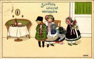 Children Name Day greeting art postcard. M. Munk Nr. 1394. litho s: Pauli Ebner