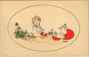 Children Easter greeting art postcard. M. Munk Wien Nr. 1182. litho s: Pauli Ebner