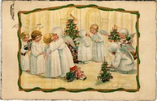 Children Christmas greeting art postcard. B. Dondorf A.R. Nr. 2482. litho s: Pauli Ebner