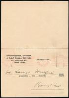 1941 A Budapesti Nemesfém és Drágakőcsarnok napi nemesfém árjegyzése, levélként Bonyhádra küldve, jó...