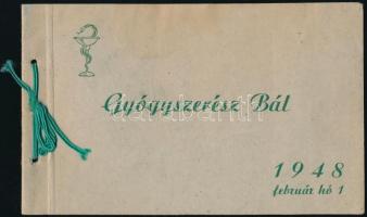 1948 Gyógyszerész báli meghívó füzet, védnökök, pártfogók és háziasszonyok listájával, 14p