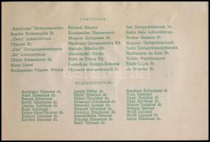 1948 Gyógyszerész báli meghívó füzet, védnökök, pártfogók és háziasszonyok listájával, 14p