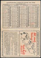 1932 Kétlapos különleges időjósló naptár az 1932. évre, jó állapotban