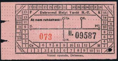 cca 1925 A Debreceni Helyi Vasút Rt. villamosjegye, jó állapotban