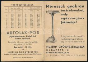 cca 1925 Bp. IV. Kossuth Lajos utcai Múzeum Gyógyszertár Cap Martin fogyókúrás tea reklámja, szép állapotban, 2p