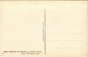 Rose respirant une femme. Gently erotic art postcard. Marque L-E. Paris 45. s: Raphael Kirchner