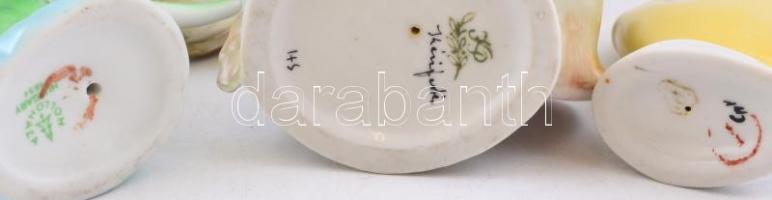 3 db porcelán hal, mind kézzel festett: Holllóházi és Kőbányai porcelánok, sárga-fekete, jelzett, ta...