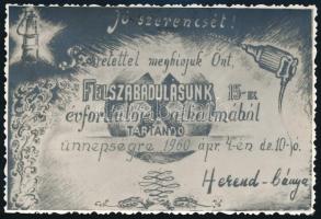 1930 A Veszprém megyei Herend-bányatelepen tartott felszabadulási ünnepség meghívójáról készített korabeli fotó, a bányát 1967-ben bezárták, 8,5×13 cm