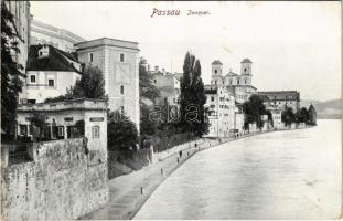 Passau, Innquai / riverbank, quay. Hofkunstanstalt Löffler & Co. (surface damage)