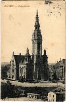 1910 Dresden, Lukaskirche / church (worn corners)