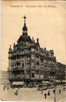 1908 Dresden, Kaiserpalast (Inh. Otto Scharfe) / palace, tram, shops. Hermann Poy (EB)