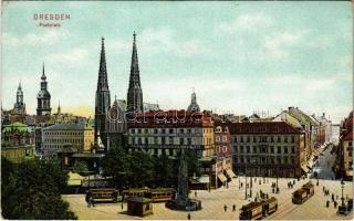Dresden, Postplatz / square, trams, warehouse, shops. Dr. Trenkler Co. Dsd. 131. (EK)