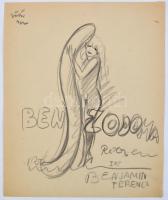 Göndör Bertalan (1908-1945): Ben-Szodoma (Női akt). Ceruza, papír, jelzett, 27,5×23 cm