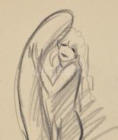 Göndör Bertalan (1908-1945): Ben-Szodoma (Női akt). Ceruza, papír, jelzett, 27,5×23 cm