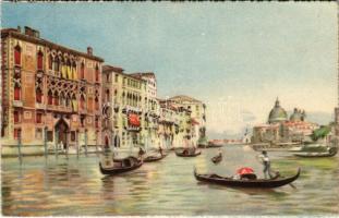1925 Venezia, Venice; Canal Grande e Chiesa della Salute / Grand Canal, church, boats. A. Scrocchi 4338-24. (EK)