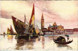 Venezia, Venice; Isola di S. Giorgio / island, boats. A. Scrocchi 4338-12.