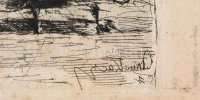 Munkácsy Mihály (1844-1900): Konyhában. Munkácsy egyetlen rézkarca, papír, jelzett a karcon, foltos,...