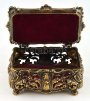 Réz ékszeres doboz, plüss béléssel 9,5x15x14 cm