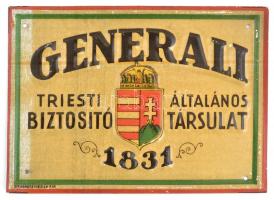 cca 1930 Generali Triesti Általános Biztosító Társulat dekoratív magyar címeres alumínium táblácskája, készítette: Bruchsteiner és Fia, szép állapotban, 9×13 cm
