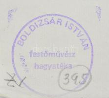 Boldizsár István (1897-1984): Balaton. Rézkarc, papír, hátoldalán hagyatéki pecséttel. 15,5x29 cm