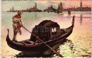 Venezia, Venice; La Gondola / Grand Canal, boat. A. Scrocchi 4338-5.