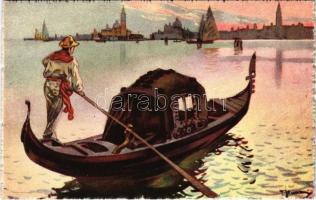 Venezia, Venice;  La Gondola / Grand Canal, boat. A. Scrocchi 4338-5.