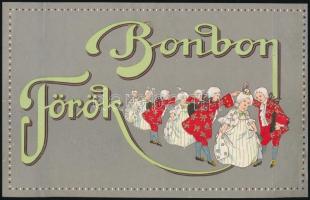 Török Bonbon nagy méretű címke, restaurált, hajtásnyommal, 14×21 cm