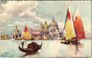 Venezia, Venice; Chiesa della Salute / church, boats. A. Scrocchi 4338-4.