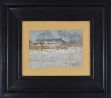 Mednyánszky jelzéssel: Téli tájkép. Akvarell, papír, üvegezett fa keretben, 20x27,5 cm