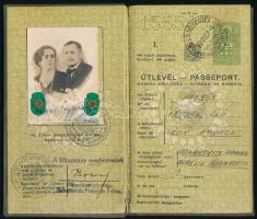 1937 Bp., Magyar Királyság által nyugalmazott ezrederes és felesége számára kiállított fényképes útlevél / Hungarian passport