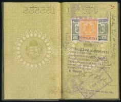 1937 Bp., Magyar Királyság által nyugalmazott ezrederes és felesége számára kiállított fényképes útl...