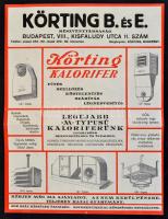 Körting B. és E. Részvénytársaság Bp. VIII. kalorifer kereskedő kétoldalas reklámja, mutatós nagy mé...