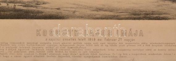 Kossuth Lajos imája a kápolnai elesettek felett 1849. évi Február 27 napján. Dekoratív, részben szín...
