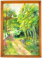 Nemes Béla (1912-1972): Zöldellő táj. Olaj, karton, jelzett, hátoldalán a művész lánya eredetiség ig...